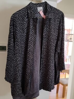 Classic Black & Gray Zebra-Print Button Down Shirt